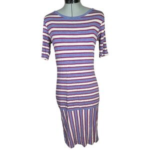 LuLaRoe Blue and White Sheath Midi Dress